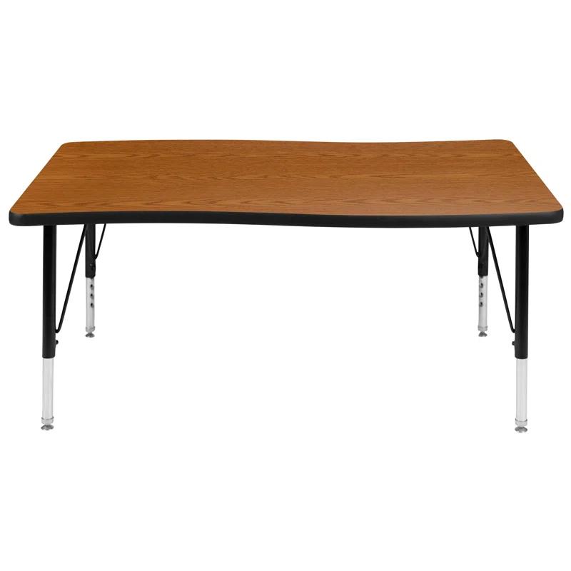 Flash Furniture Goddard 28"W x 47.5"L Rectangular Wave Collaborative Grey Adjustable Height Activity Table