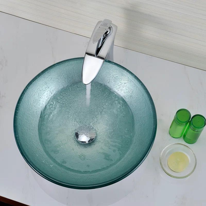 Spirito Silver/Green Circular Vessel Bathroom Sink