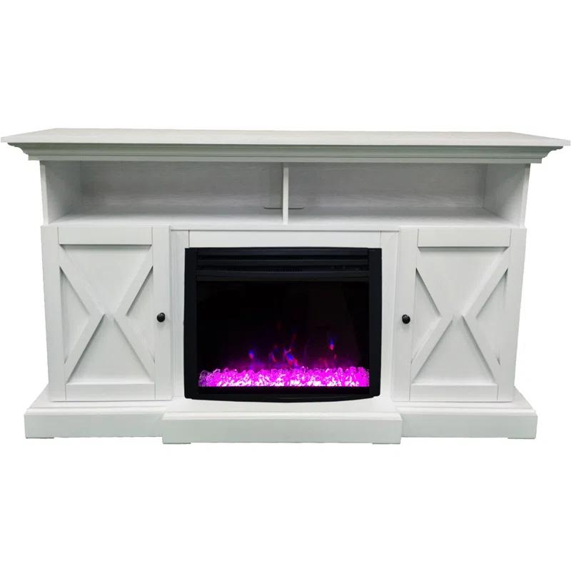 Cambridge Cambridge Summit 62-In. Farmhouse Fireplace TV Stand with Crystal Rocks Display