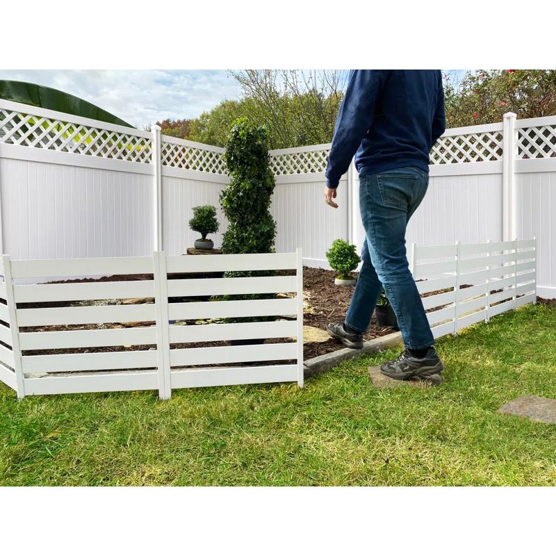 Zippity Outdoor Products 26in H x 24in W (3 Panels) No Dig Zippity Maui Fence Kit, Charcoal Color WoodTek Vinyl Fence Panel, Temporary Outdoor Border for Garden, Easy Install DIY Fence for Backyard, Patio, & Deck, ZP19066