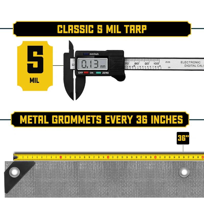 Core Tarps 18 ft. x 24 ft. 5 Mil Heavy Duty Polyethylene Tarp, Waterproof, UV Resistant