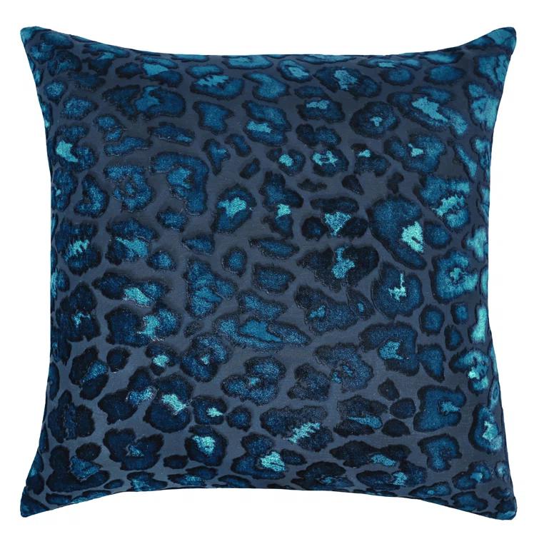 Kevin O'Brien Studio Leopard Animal Print Silk/Rayon/Velvet Reversible Throw Pillow