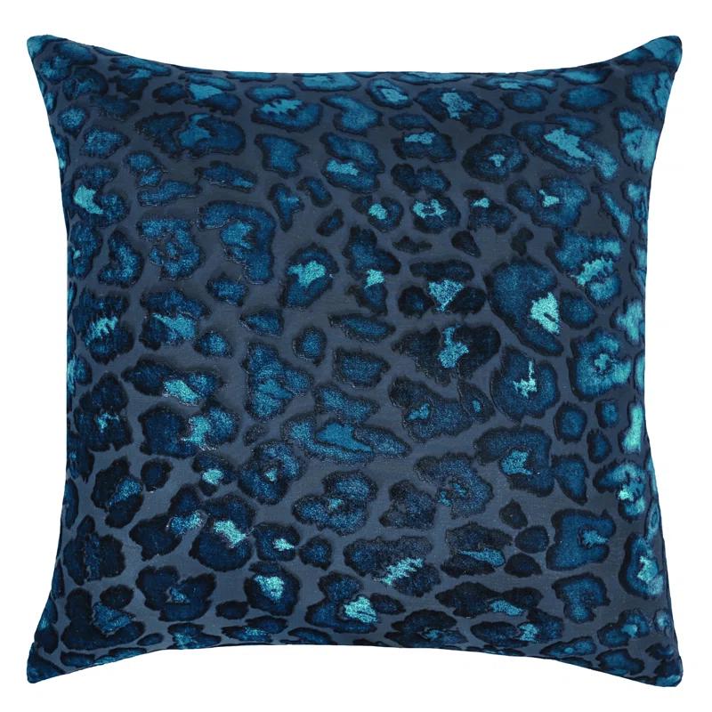 Kevin O'Brien Studio Leopard Animal Print Silk/Rayon/Velvet Reversible Throw Pillow