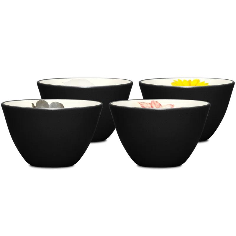 Noritake Noritake Colorwave Graphite 4", 7 oz. Floral Mini Bowls (Set of 4)