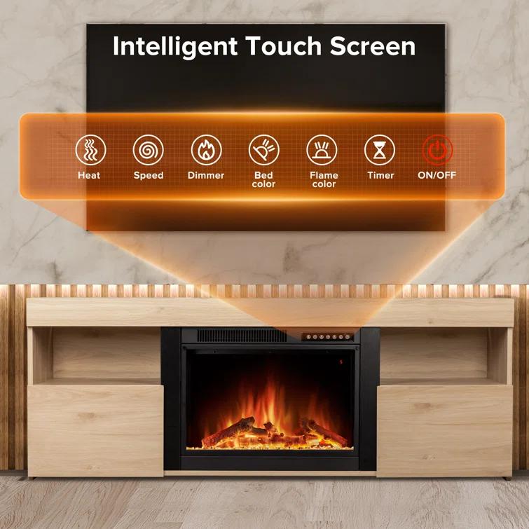 COWSAR COWSAR TV Stand for TVs up to 60" with Electric Fireplace with Remote Control,Adjustable Real 3d Flame Brightness
