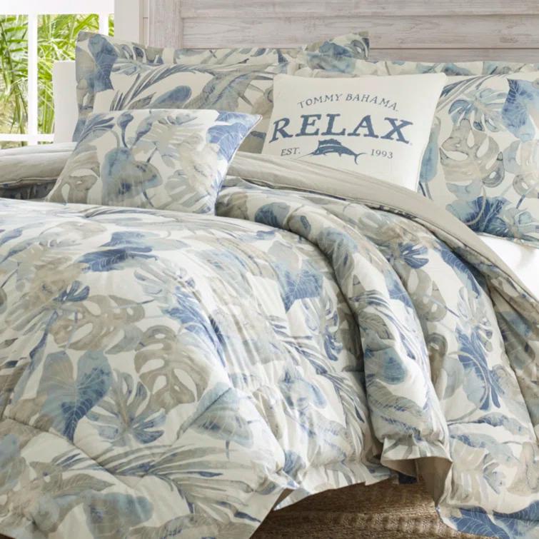 Tommy Bahama Home Tommy Bahama Raw Coast Blue Cotton 5 Piece Comforter Bonus Set
