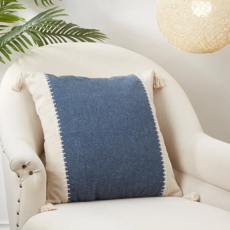 Saro Gianni Collection Tassels Cotton Throw Pillow