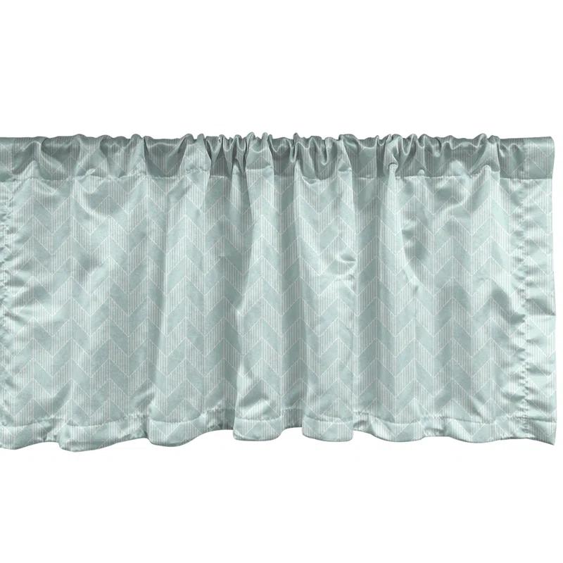 Ambesonne Ambesonne Geometric Valance Pack of 2 Pastel Monochrome Zigzags Pale Seafoam and White