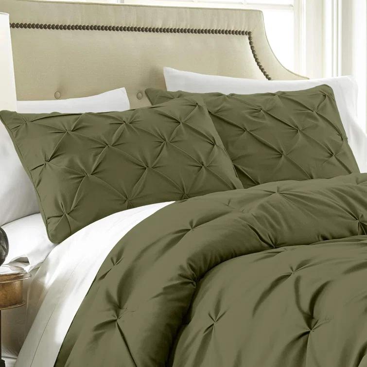 Chezmoi Collection Berlin Pintuck Microfiber 3-Piece Comforter Set