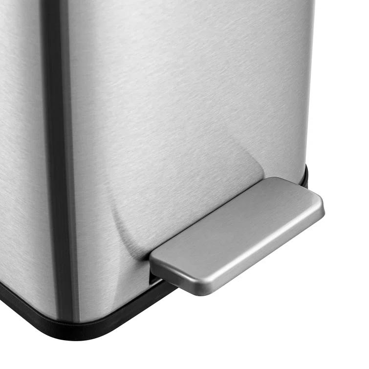 Wayfair Basics® 2.6 Gallon Stainless Steel Rectangular Step On Bathroom Trash Can