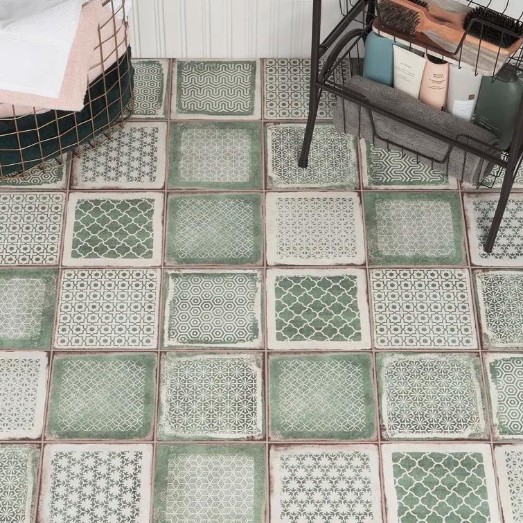 Bond Tile 8" x 8" Encaustic Patterned Look Wall & Floor Tile