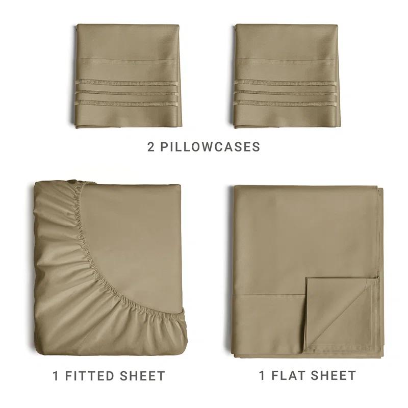 CGK Linens 4 Piece Sheet Set Premium Cooling, Soft & Wrinkle Free Sheet Set