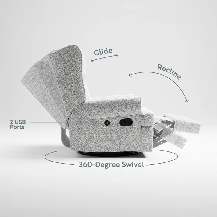 Serenity Swivel Reclining Glider with USB