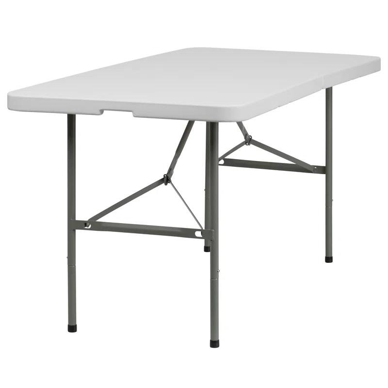 Flash Furniture Noah 30"W x 60"L Bi-Fold Granite White Plastic Folding Table - Banquet Table & Reviews | Wayfair