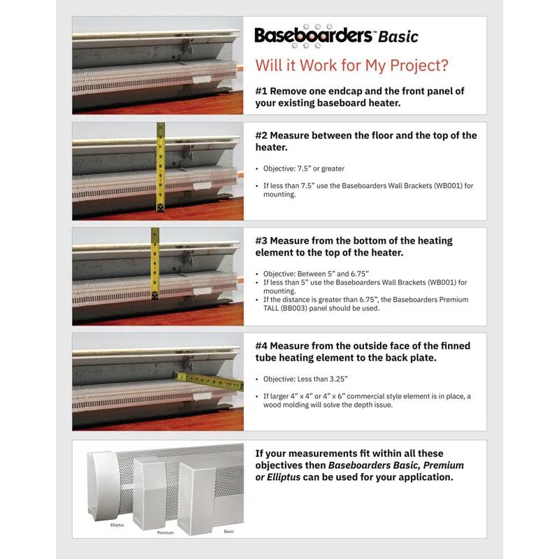 Baseboarders Baseboarders Basic Galvanized Steel Easy Slip-On Baseboard Heater Cover ONLY - White | ENDCAPS SOLD SEPARATELY