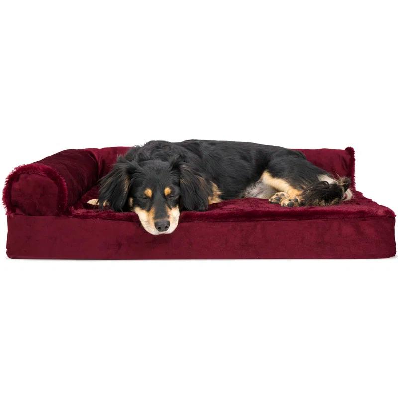 FurHaven Plush & Velvet Deluxe L-Chaise Orthopedic Pet Bed