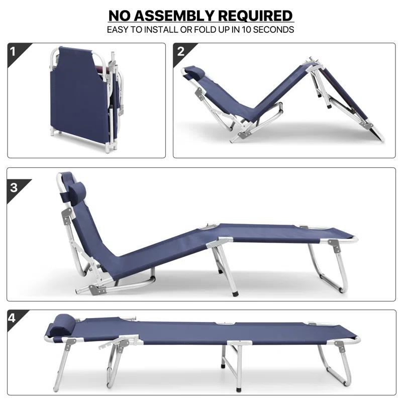 Folding Travel Cot Portable Camping Bed with Pillow & Carry Bag for Beach Indoor & Outdoor Travel