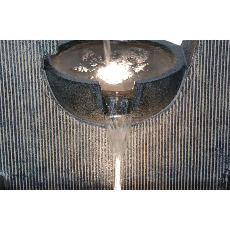 Hi-Line Gift Ltd. Contemporary Semi-Circle Tiered Fountain Outdoor with Warm White LEDS