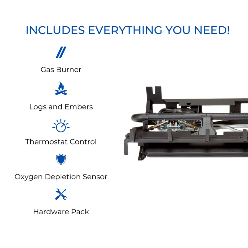 Duluth Forge Duluth Forge Ventless Dual Fuel Gas Log Set, Split Oak, T-Stat Control