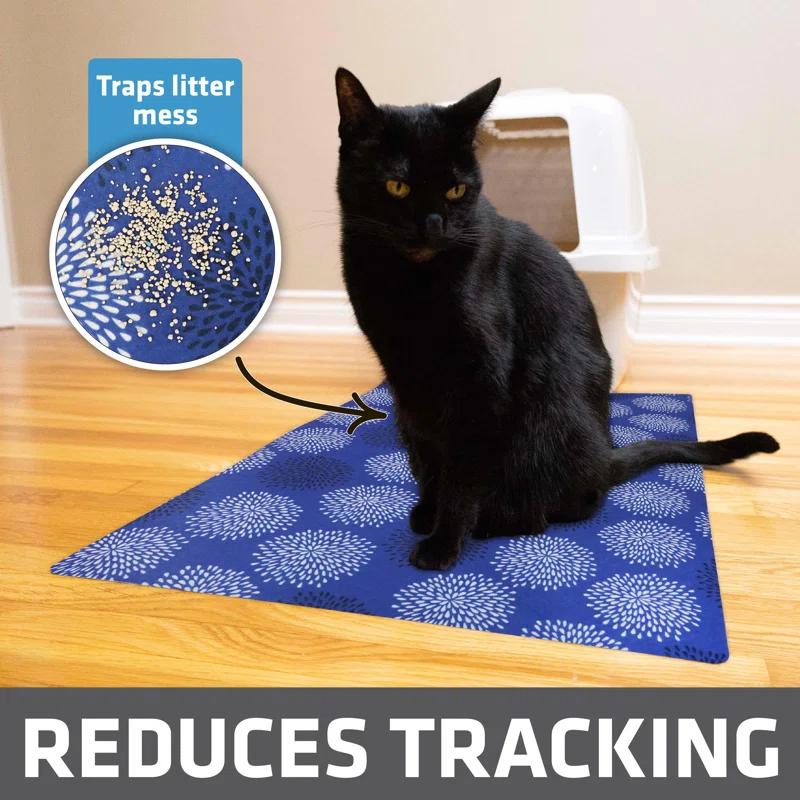 Cat Litter Mat for Litter Box, Protective & Decorative - Absorbent, Waterproof, Machine Washable