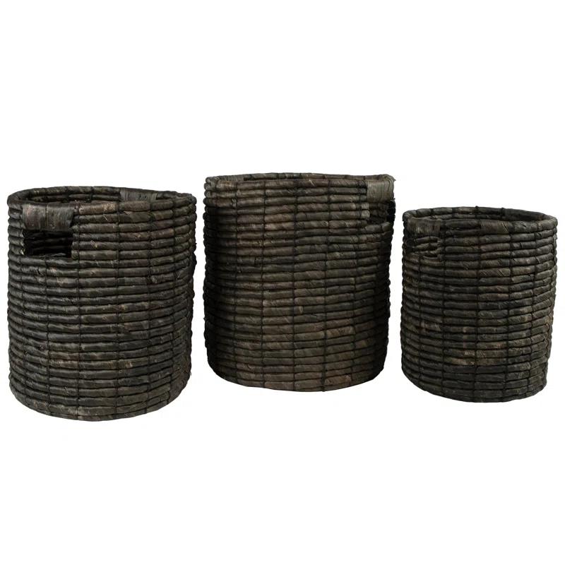 Northlight Seasonal Natural Woven Table and Floor Cylindrical Seagrass Baskets