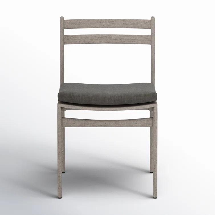 Contemporary Charcoal Teak Side Chair with UV-Resistant Cushion