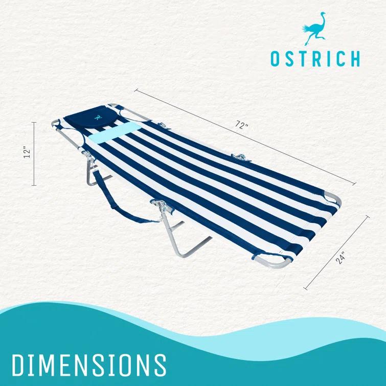 Ostrich Ostrich Chaise Lounge, Portable Facedown Beach Camping Pool Tanning Chair