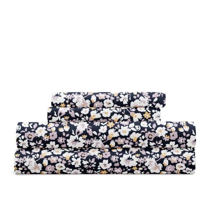 IEnjoy Home 4 Piece Sheet Set Patterned Microfiber Ultra Soft Bedding in Floral Dream