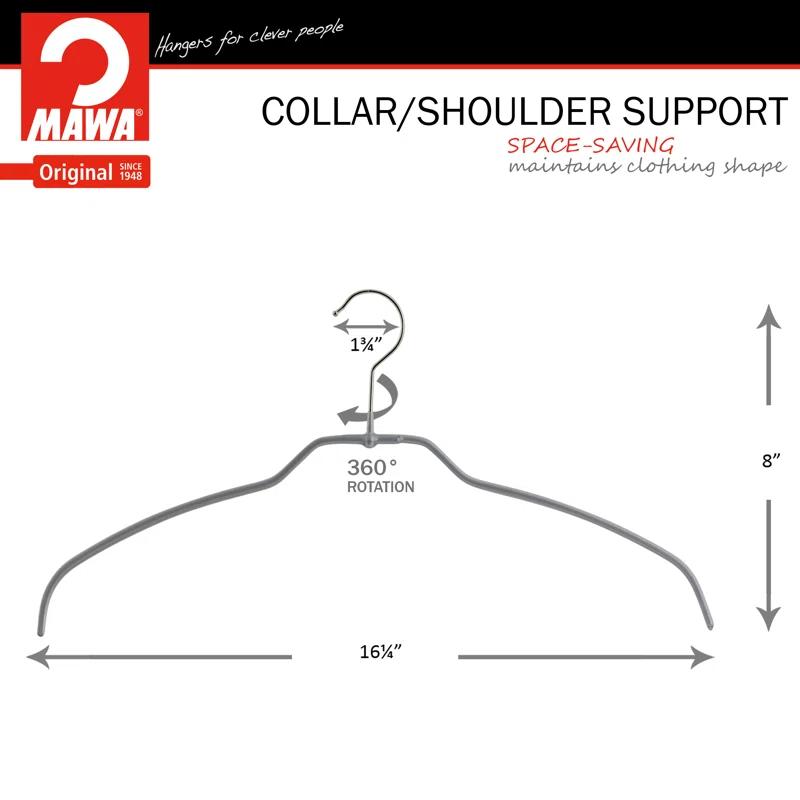 Mawa Metal Non-Slip Standard Hanger for Dress/Shirt/Sweater (Set of 20)