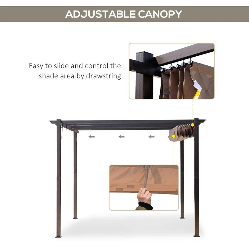 Outsunny Pergola with Retractable Shade Canopy, Aluminum