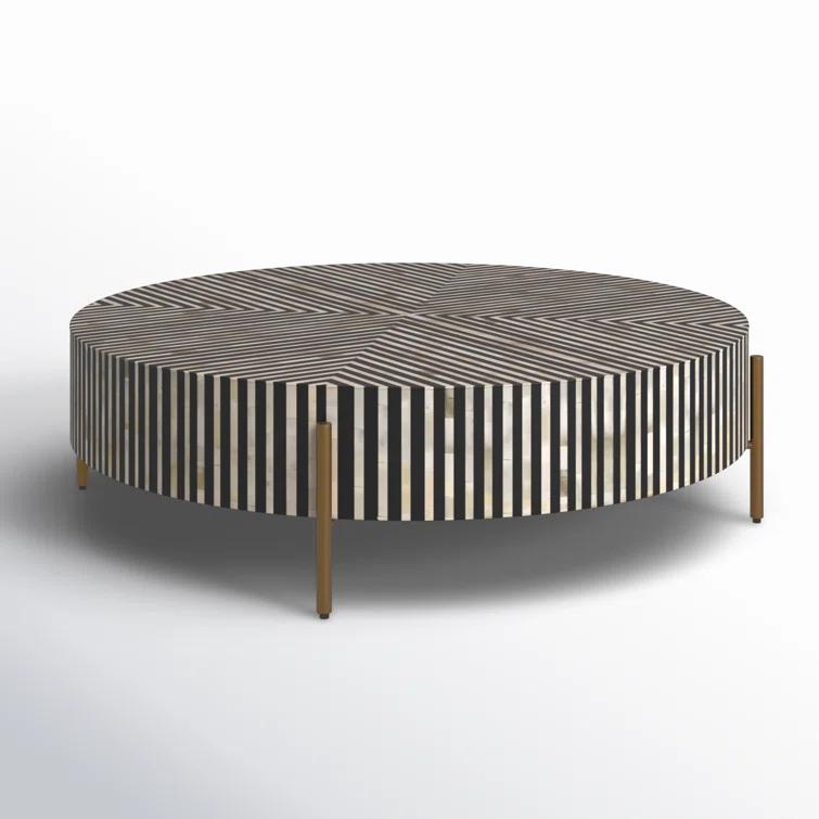 Modern 48" Black and White Metal Round Coffee Table