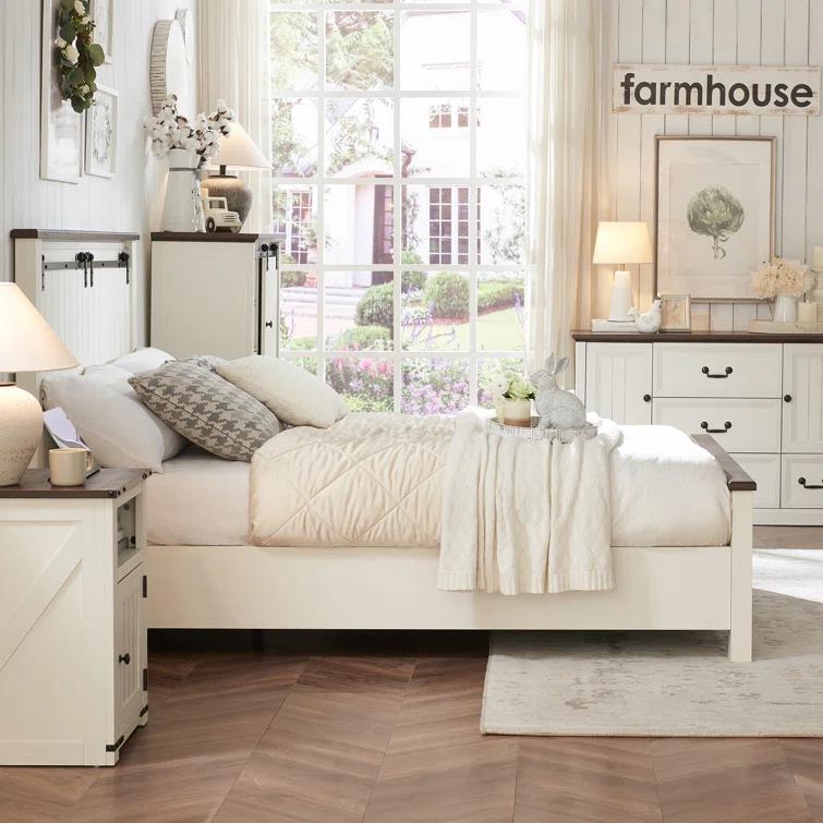 Wildon Home® Caeden 47.5" Wide Farmhouse Dresser for Bedroom, Wood Rustic Storage with 5 Drawer