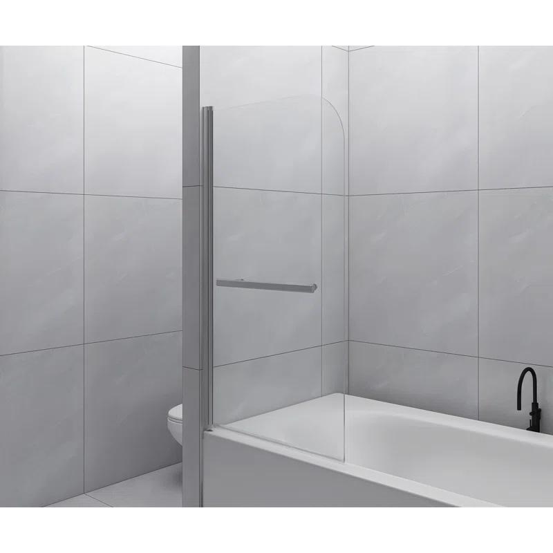 31" W x 55" H Tub Shower Door Panel, Foldable Bathtub Glass Shower Door, 180°Rotatable Pivot Glass Door Screen with 1/4" Thick SGCC Tempered Glass