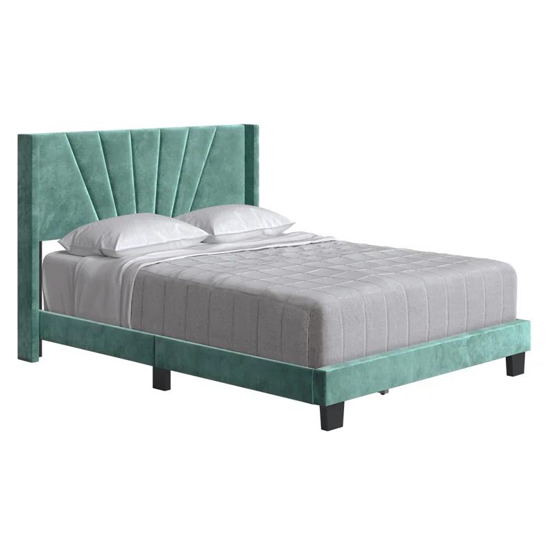 Boyd Sleep Valencia Velvet Upholstered Platform Bed Frame with Adjustable Height Headboard , Requires Box Spring-Boyd Sleep