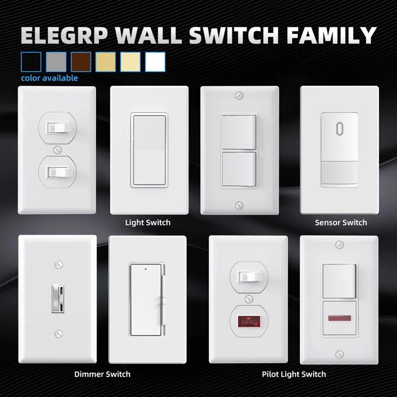 ELEGRP 15 Tamper Resistant Single Pole Rocker Light Switch (Set of 10) ES004A-0110SWP