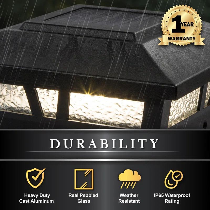 Classy Caps Oxford Solar Powered Integrated LED Aluminium Fence Post Cap Light 6 in. x 6 in. with Base Adapter Included