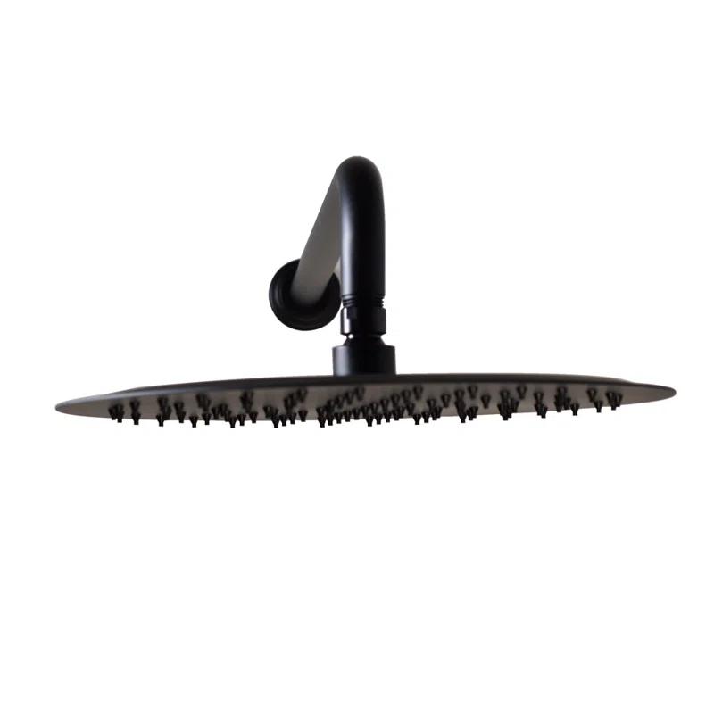 Westbrass COSHR1203-62 12" Round Thin Rainfall Shower Head with 1/2" IPS x 19" IPS Wall Mount 90-Degree Arm and Flange