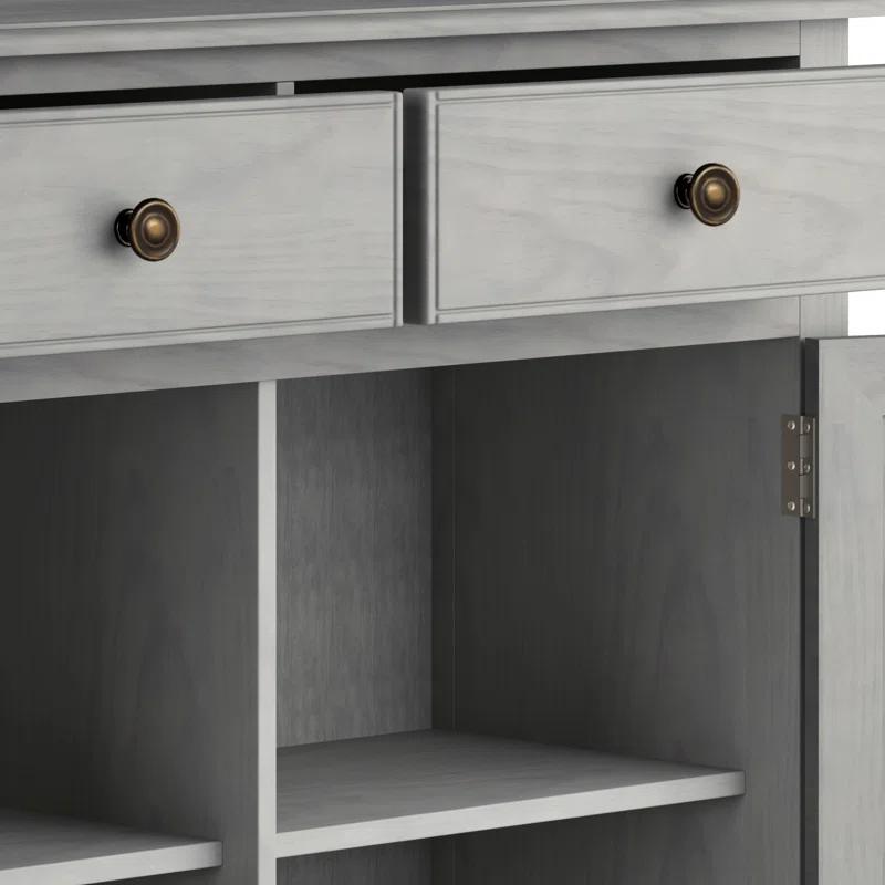 Simpli Home Connaught 40"W Solid Wood 2-Shelf Entryway Storage Cabinet with 2 Storage Drawers