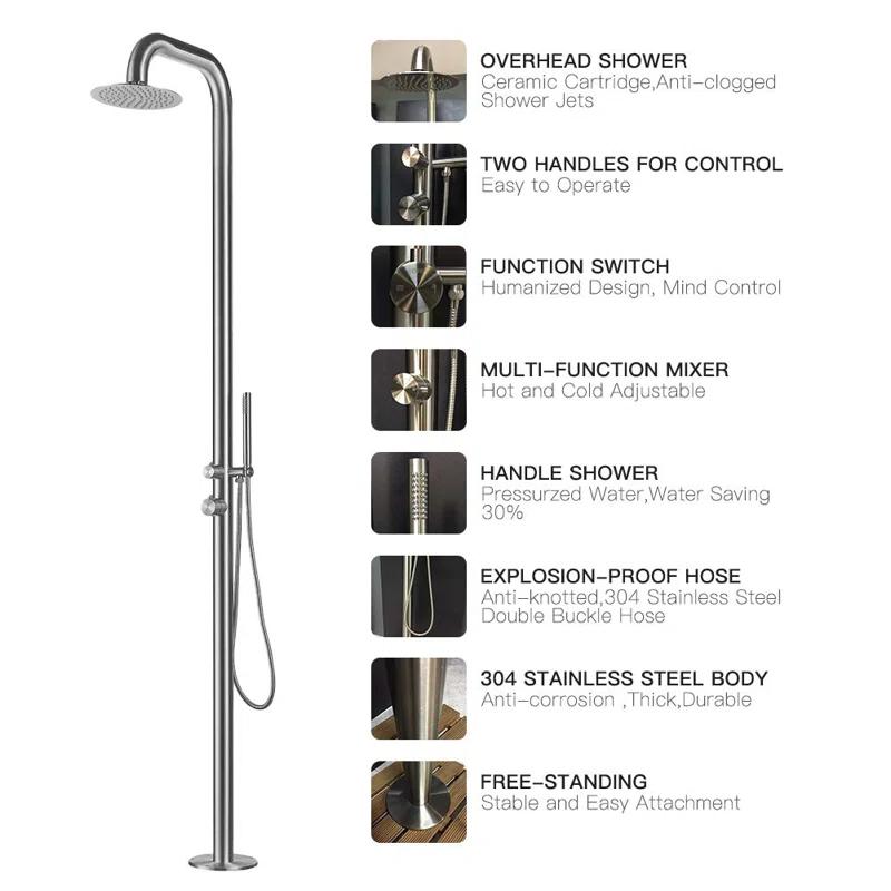 Stainless Steel Free Standing Outdoor Shower