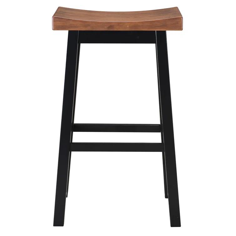 LuXeo LuXeo Lakewood Solid Wood Saddle Barstool (Set of 2)