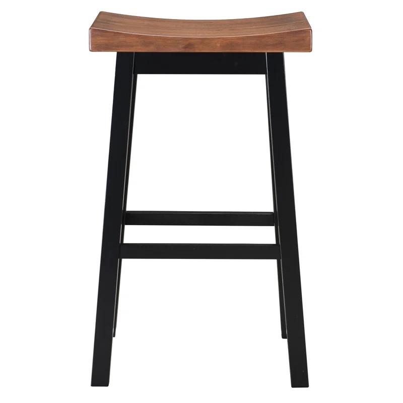 LuXeo LuXeo Lakewood Solid Wood Saddle Barstool (Set of 2)