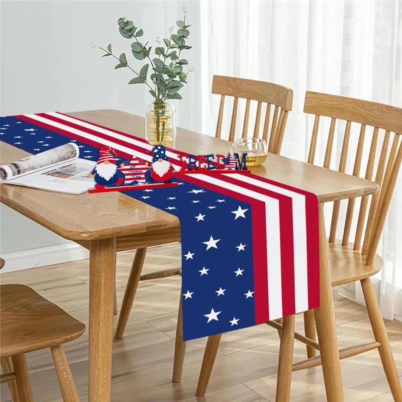 The Holiday Aisle® Independence Day Table Runner 13X72 Inches American Flag 4Th Of July Linen Table Runners Seasonal Winter Festive Holiday Table Decoration