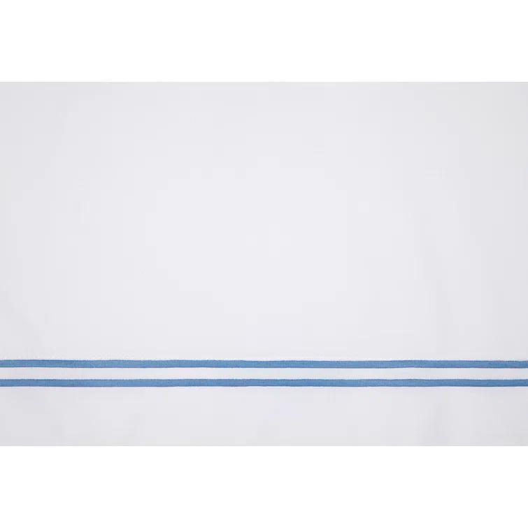 Twin White and Ocean Cotton Percale Duvet Cover