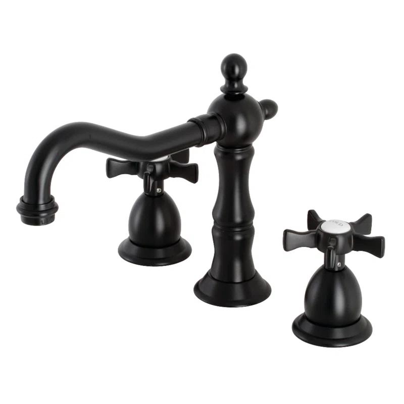 Kingston Brass KS1970NX Kingston Brass Hamilton Two-Handle 3-Hole Deck Mount Widespread Bathroom Faucet with Brass Pop-Up Drain