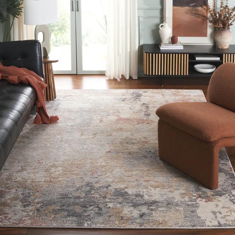 Safavieh Abstract Hand Knotted Wool/Cotton Abstract Rug in Gray/Ivory | Wayfair