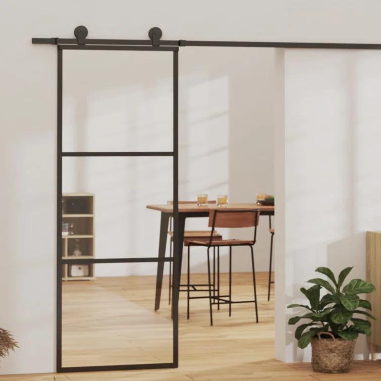 VidaXL 80.7'' Glass without Installation Hardware Kit Barn Door
