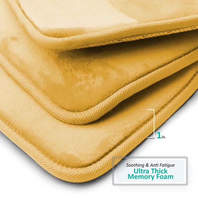 Aighan 3 Piece Ultra Soft and Absorbent Memory Foam Bath Rug Set with Non-Slip Backing