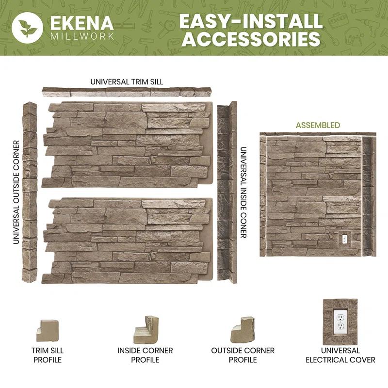 StoneCraft Aged Brick Faux Brick Panel, 46 7/8"W x 27"H x 1 1/4"D