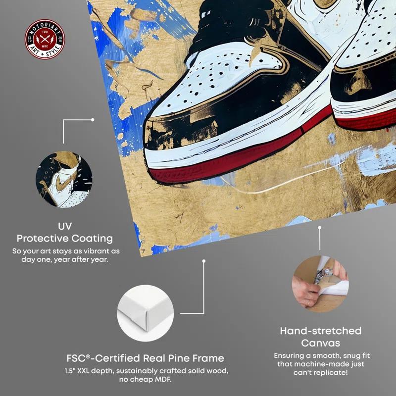 Notori Art Golden Sky Sneakers Modern Sneaker Art Prints Wall Art by Notoriart