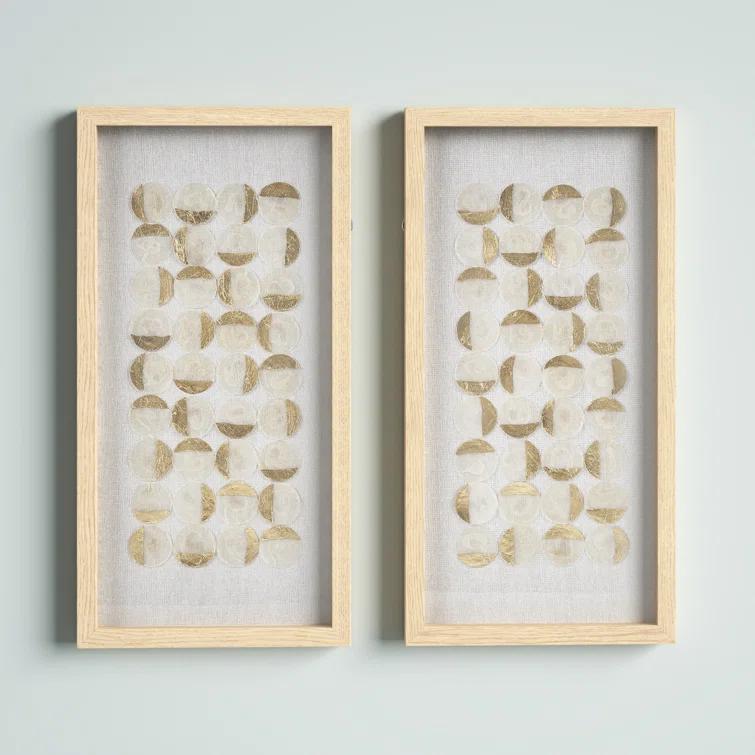 Mercury Row® Zeringue Emblem Natural Capiz with Gold Foil Shadowbox Wall Décor (Set of 2)